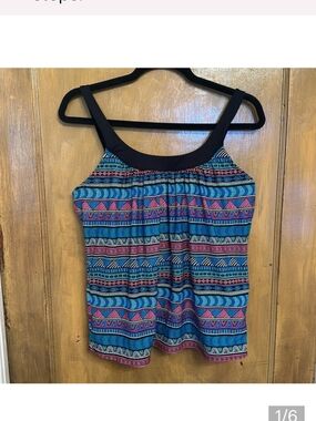 Coco Reef Multicolor Aztec-Print Tank with Black Trim
